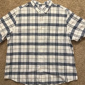 NWOT Old Navy XXXL White/Blue/Cream Plaid S/S Shirt
